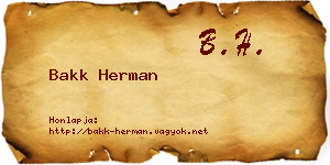 Bakk Herman névjegykártya